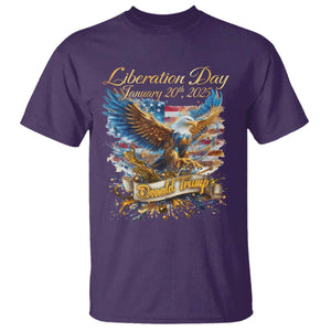Trump Liberation Day 2025 T Shirt Gold Eagle Vintage American Flag TS11 Purple Print Your Wear