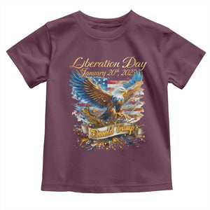 Trump Liberation Day 2025 Toddler T Shirt Gold Eagle Vintage American Flag TS11 Maroon Print Your Wear