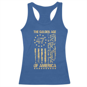 Trump 2025 The Golden Age Of America Racerback Tank Top 47TH President Golden American Flag TS11 Royal Blue Print Your Wear