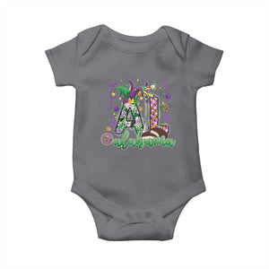 Funny Mardi Gras In Alabama AL Baby Onesie Moon Pie Jester Hat TS11 Charcoal Print Your Wear