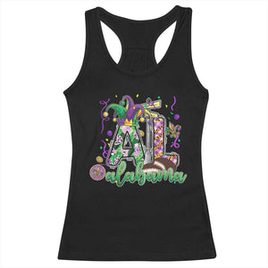 Funny Mardi Gras In Alabama AL Racerback Tank Top Moon Pie Jester Hat TS11 Black Print Your Wear