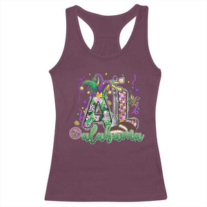Funny Mardi Gras In Alabama AL Racerback Tank Top Moon Pie Jester Hat TS11 Maroon Print Your Wear