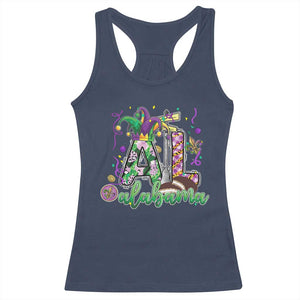 Funny Mardi Gras In Alabama AL Racerback Tank Top Moon Pie Jester Hat TS11 Navy Print Your Wear