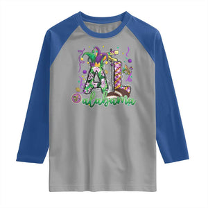 Funny Mardi Gras In Alabama AL Raglan Shirt Moon Pie Jester Hat TS11 Sport Gray Royal Print Your Wear