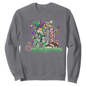 Funny Mardi Gras In Alabama AL Sweatshirt Moon Pie Jester Hat TS11 Charcoal Print Your Wear