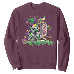 Funny Mardi Gras In Alabama AL Sweatshirt Moon Pie Jester Hat TS11 Maroon Print Your Wear