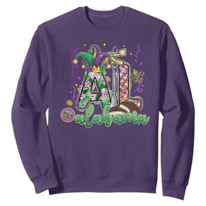 Funny Mardi Gras In Alabama AL Sweatshirt Moon Pie Jester Hat TS11 Purple Print Your Wear