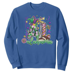 Funny Mardi Gras In Alabama AL Sweatshirt Moon Pie Jester Hat TS11 Royal Blue Print Your Wear