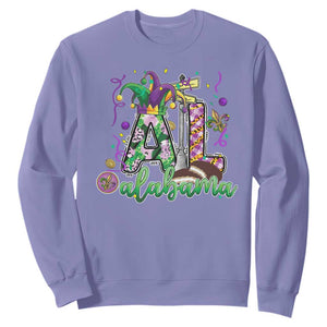 Funny Mardi Gras In Alabama AL Sweatshirt Moon Pie Jester Hat TS11 Violet Print Your Wear