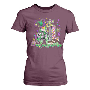 Funny Mardi Gras In Alabama AL T Shirt For Women Moon Pie Jester Hat TS11 Maroon Print Your Wear