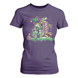 Funny Mardi Gras In Alabama AL T Shirt For Women Moon Pie Jester Hat TS11 Purple Print Your Wear