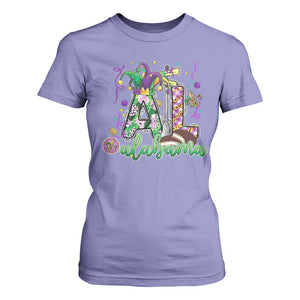 Funny Mardi Gras In Alabama AL T Shirt For Women Moon Pie Jester Hat TS11 Violet Print Your Wear