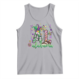 Funny Mardi Gras In Alabama AL Tank Top Moon Pie Jester Hat TS11 Athletic Heather Print Your Wear