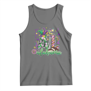 Funny Mardi Gras In Alabama AL Tank Top Moon Pie Jester Hat TS11 Black Heather Print Your Wear