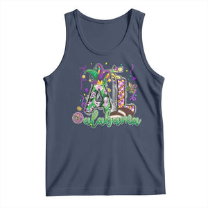 Funny Mardi Gras In Alabama AL Tank Top Moon Pie Jester Hat TS11 Navy Print Your Wear