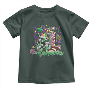 Funny Mardi Gras In Alabama AL Toddler T Shirt Moon Pie Jester Hat TS11 Dark Forest Green Print Your Wear