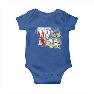 Funny Mardi Gras Louisiana Baby Onesie I Just Want To Be Loved Bayou Crawfish Beads TS11 Royal Blue Print Your Wear