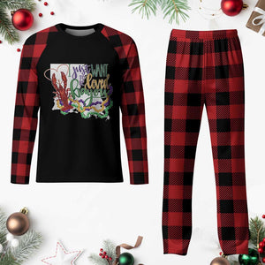 Funny Mardi Gras Louisiana Plaid Pajama Set I Just Want To Be Loved Bayou Crawfish Beads TS11 Buffalo Plaid Print Your Wear