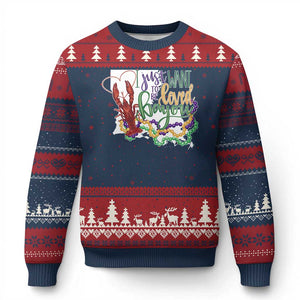 Funny Mardi Gras Louisiana Ugly Christmas Sweater I Just Want To Be Loved Bayou Crawfish Beads TS11 Navy Red Print Your Wear