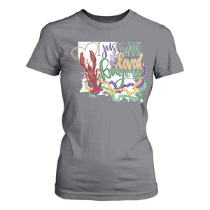 Funny Mardi Gras Louisiana T Shirt For Women I Just Want To Be Loved Bayou Crawfish Beads TS11 Charcoal Print Your Wear