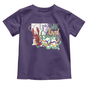 Funny Mardi Gras Louisiana Toddler T Shirt I Just Want To Be Loved Bayou Crawfish Beads TS11 Purple Print Your Wear