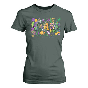 Funny Mardi Gras Nurse Krewe Healthcare T Shirt For Women TS11 Dark Forest Green Print Your Wear