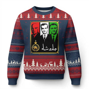 Pahlavi Kings of Iran Ugly Christmas Sweater Javid Shah Long live the King TS11 Navy Red Print Your Wear
