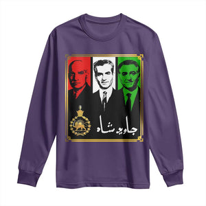 Pahlavi Kings of Iran Long Sleeve Shirt Javid Shah Long live the King TS11 Purple Print Your Wear