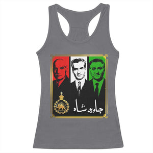 Pahlavi Kings of Iran Racerback Tank Top Javid Shah Long live the King TS11 Charcoal Print Your Wear