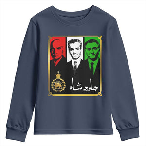 Pahlavi Kings of Iran Youth Sweatshirt Javid Shah Long live the King TS11 Navy Print Your Wear