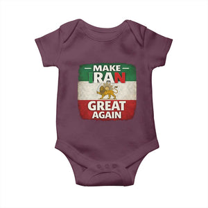 Make Iran Great Again Baby Onesie MIGA Vintage Persian Lion Flag TS11 Maroon Print Your Wear