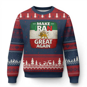 Make Iran Great Again Ugly Christmas Sweater MIGA Vintage Persian Lion Flag TS11 Navy Red Print Your Wear