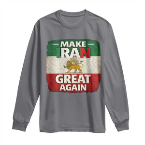 Make Iran Great Again Long Sleeve Shirt MIGA Vintage Persian Lion Flag TS11 Charcoal Print Your Wear