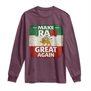 Make Iran Great Again Long Sleeve Shirt MIGA Vintage Persian Lion Flag TS11 Maroon Print Your Wear