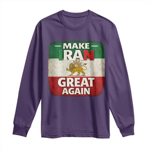 Make Iran Great Again Long Sleeve Shirt MIGA Vintage Persian Lion Flag TS11 Purple Print Your Wear
