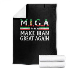 Make Iran Great Again Throw Blanket MIGA Emblem Of Iran Persian Lion Flag TS11 Black Print Your Wear