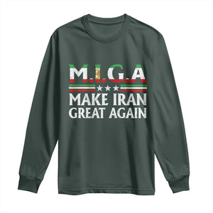 Make Iran Great Again Long Sleeve Shirt MIGA Emblem Of Iran Persian Lion Flag TS11 Dark Forest Green Print Your Wear