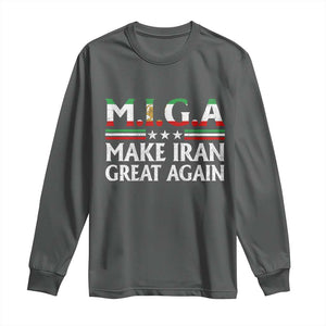 Make Iran Great Again Long Sleeve Shirt MIGA Emblem Of Iran Persian Lion Flag TS11 Dark Heather Print Your Wear