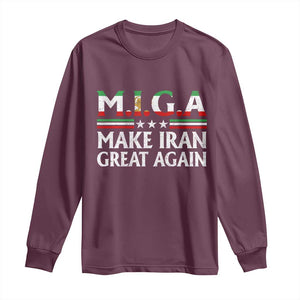 Make Iran Great Again Long Sleeve Shirt MIGA Emblem Of Iran Persian Lion Flag TS11 Maroon Print Your Wear