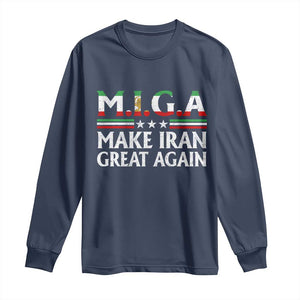 Make Iran Great Again Long Sleeve Shirt MIGA Emblem Of Iran Persian Lion Flag TS11 Navy Print Your Wear