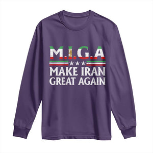 Make Iran Great Again Long Sleeve Shirt MIGA Emblem Of Iran Persian Lion Flag TS11 Purple Print Your Wear