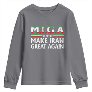 Make Iran Great Again Youth Sweatshirt MIGA Emblem Of Iran Persian Lion Flag TS11 Charcoal Print Your Wear
