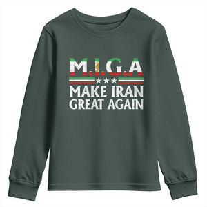 Make Iran Great Again Youth Sweatshirt MIGA Emblem Of Iran Persian Lion Flag TS11 Dark Forest Green Print Your Wear