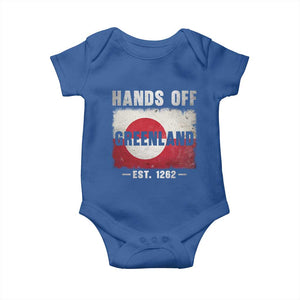 Hands Off Greenland Baby Onesie Greenland EST 1262 Political Protest TS11 Royal Blue Print Your Wear