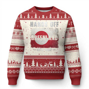 Hands Off Greenland Ugly Christmas Sweater Greenland EST 1262 Political Protest TS11 Beige Red Print Your Wear