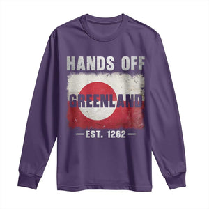 Hands Off Greenland Long Sleeve Shirt Greenland EST 1262 Political Protest TS11 Purple Print Your Wear