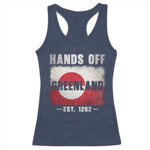 Hands Off Greenland Racerback Tank Top Greenland EST 1262 Political Protest TS11 Navy Print Your Wear