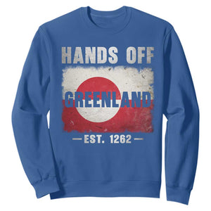 Hands Off Greenland Sweatshirt Greenland EST 1262 Political Protest TS11 Royal Blue Print Your Wear