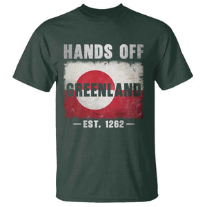 Hands Off Greenland T Shirt Greenland EST 1262 Political Protest TS11 Dark Forest Green Print Your Wear