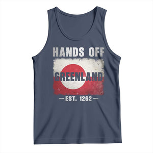 Hands Off Greenland Tank Top Greenland EST 1262 Political Protest TS11 Navy Print Your Wear